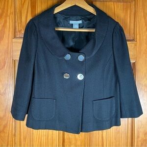 Ann Taylor Traditional Black Double-Breasted Women's Jacket Blazer